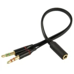3.5mm female to 3.5mm Male Microphone Jack + 3.5mm Male Earphone Jack Adapter Cable(Black) - Image 3