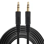 Aux Cable, 3.5mm Male Mini Plug Stereo Audio Cable, Length: 5m (Black + Gold Plated Connector) - Image 2