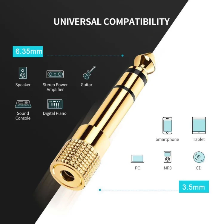 S-EP-321_4.webp Gold Plated 6.35mm Male to 3.5mm Stereo Jack Adaptor Socket Adapter - Image 5