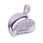 Silver Heart Shaped Diamond Jewelry USB Flash Disk, Special for Valentines Day Gifts - Image 2