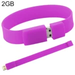 2GB Silicon Bracelets USB 2.0 Flash Disk(Purple)