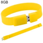 8GB Silicon Bracelets USB 2.0 Flash Disk(Yellow)
