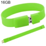 16GB Silicon Bracelets USB 2.0 Flash Disk(Green)