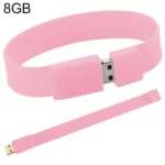 8GB Silicon Bracelets USB 2.0 Flash Disk(Pink)