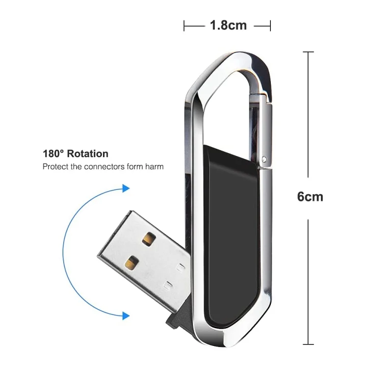 S-FD-119310_1.webp 16GB Metallic Keychains Style USB 2.0 Flash Disk (Black)(Black) - Image 2