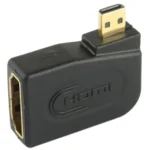 Gold Plated Micro HDMI Male to HDMI 19 Pin Female Adaptor with 90 Degree Angle(Black) - Image 4