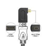 Gold Plated Micro HDMI Male to HDMI 19 Pin Female Adaptor with 90 Degree Angle(Black) - Image 6