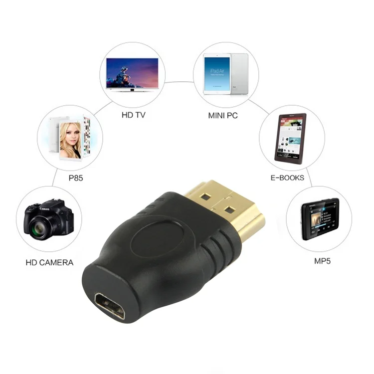S-HDMI-0011_2.webp Gold Plated HDMI 19 Pin Male to Micro HDMI Female Adapter(Black) - Image 3