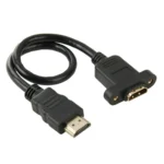 30cm HDMI (Type-A) Male to HDMI (Type-A) Female Adapter Cable with 2 Screw Holes - Image 2