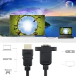 30cm HDMI (Type-A) Male to HDMI (Type-A) Female Adapter Cable with 2 Screw Holes - Image 4