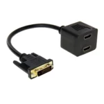 29.5cm DVI 24+1 Pin Male to 2 x HDMI Female Splitter Cable - Image 2