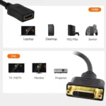 30cm HDMI Female to DVI 24+5 Pin Female Adapater Cable - Image 4