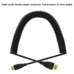 1.4 Version, Gold Plated Mini HDMI Male to HDMI Male Coiled Cable, Support 3D / Ethernet, Length: 60cm (can be extended up to 2m) - Image 4