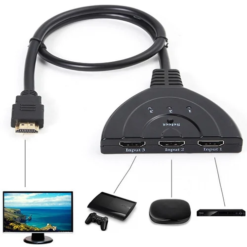 S-HDMI-3020_5.webp 3x1 Pigtail HDMI Switcher Up to 1080P (Gold Plated)(Black) - Image 6