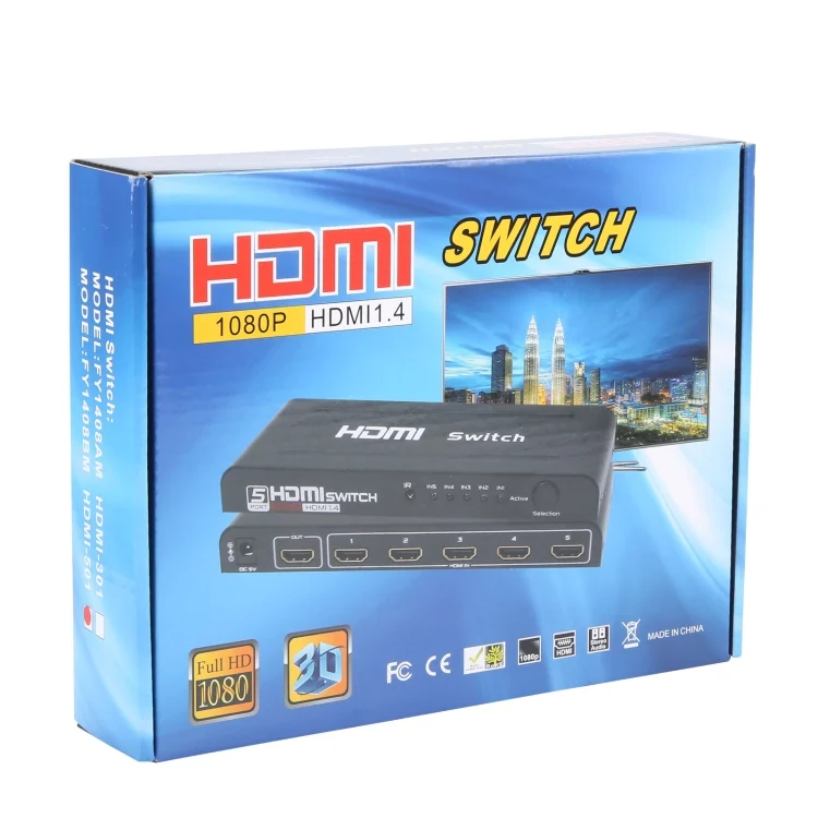 S-HDMI-501_5.webp Full HD 1080P 5 Ports HDMI Switch with Remote Control & LED Indicator(Black) - Image 6