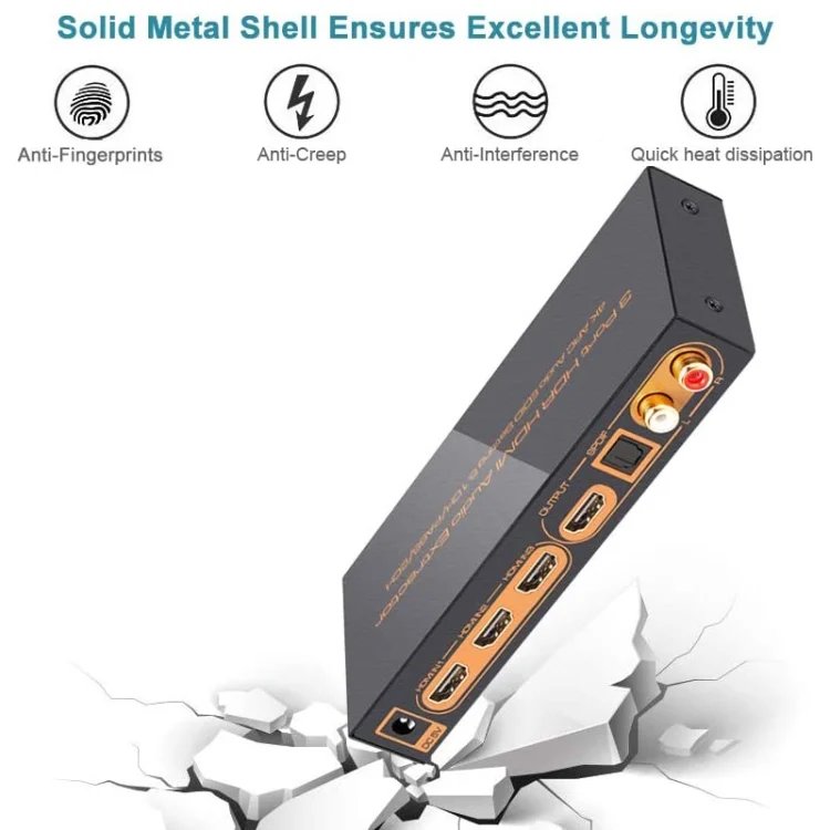 S-HDMI-5800_2.webp 3 Ports HDMI/MHL Audio Extractor with IR Remote Control, 4K ARC Audio EDID Setting 5.1ch / PASS / 2ch - Image 3