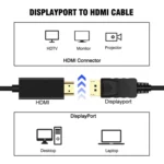 DisplayPort Male to HDMI Male Adapter Cable, Length: 1.8m - Image 7