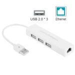 USB 2.0 Ethernet Network Adapter + 3 Ports USB HUB(White) - Image 2