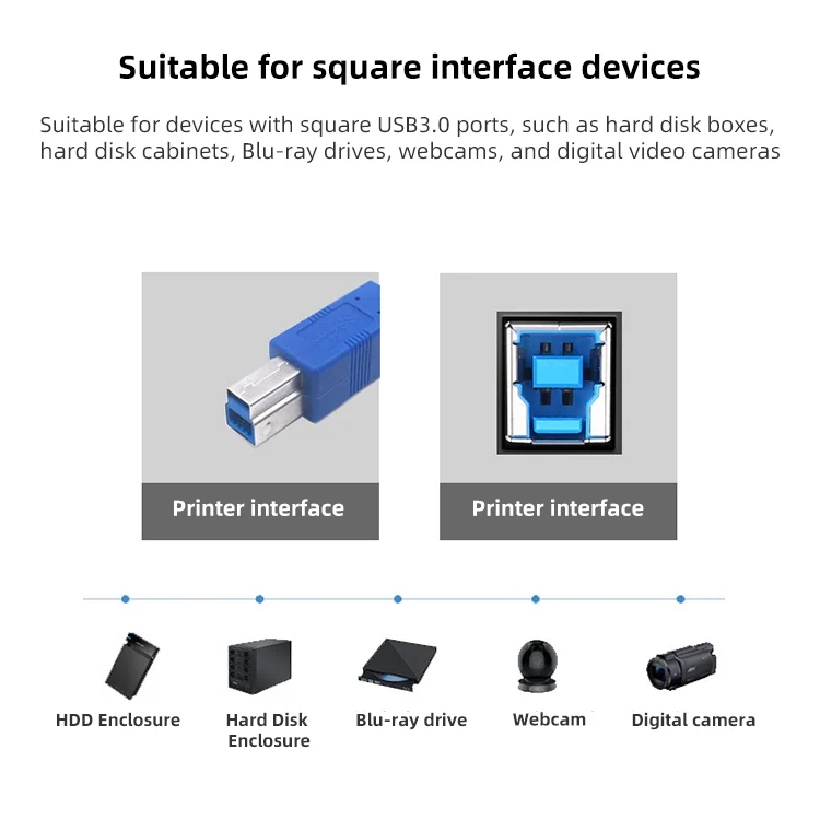 S-PC-0119_3.webp USB 3.0 A Male to B Male Extension / Data Transfer / Printer Cable, Length: 1.5m - Image 4