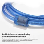 Normal USB 2.0 AM to BM Cable, with 2 core, Length: 5m(Blue) - Image 3