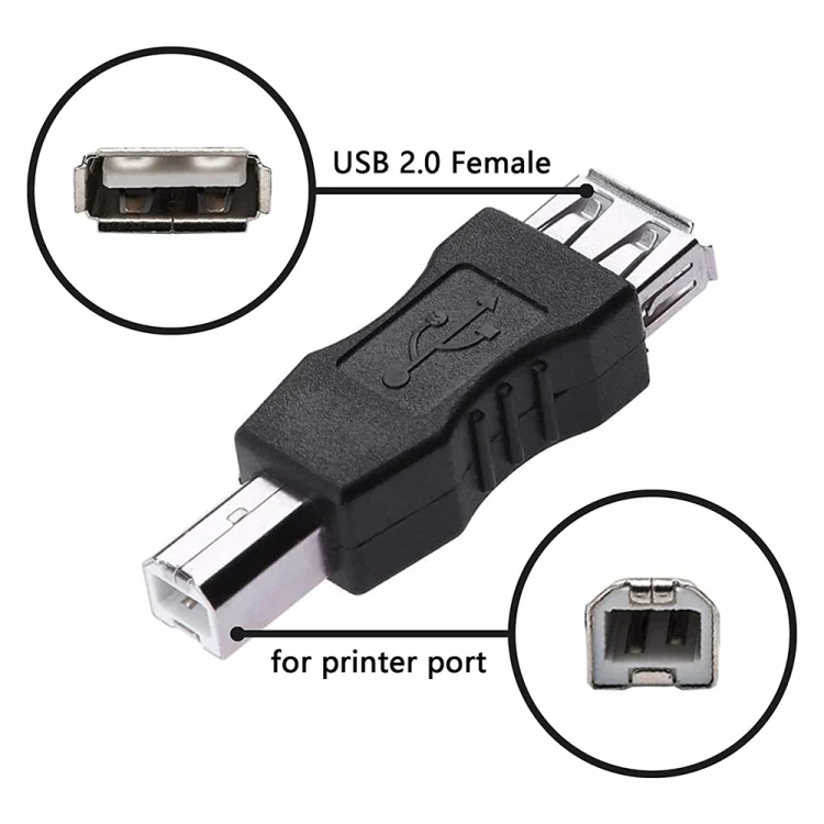 S-PC-0142_2.webp USB 2.0 A Female to B Male Adapter Connector AF to BM Converter for Printer(Black) - Image 3