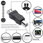 USB 2.0 A Female to B Male Adapter Connector AF to BM Converter for Printer(Black) - Image 4