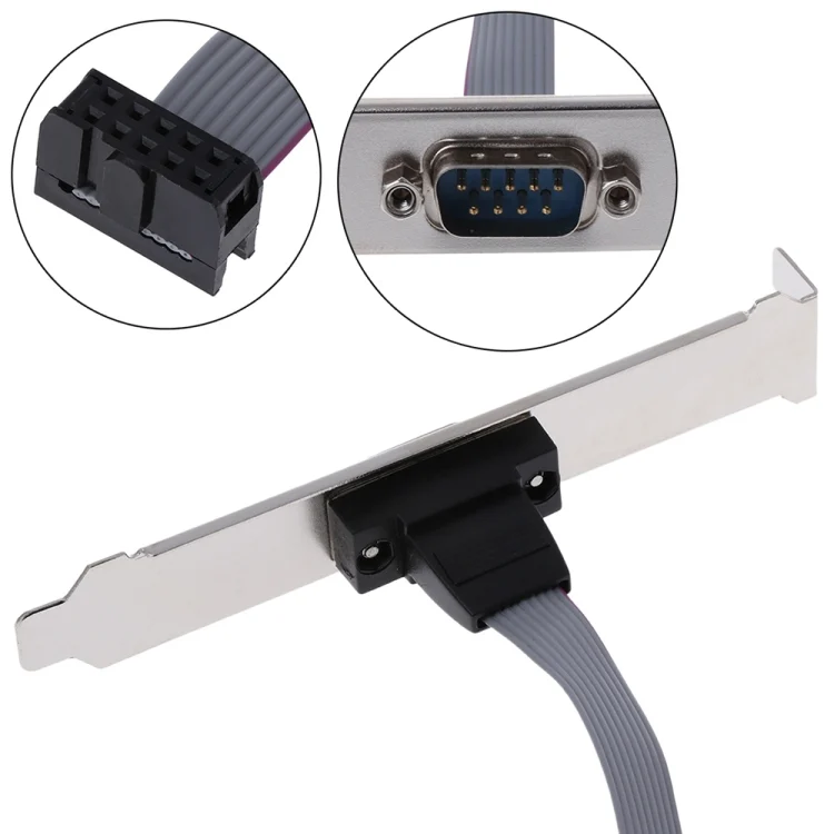 S-PC-0243_2.webp DB9 9pin Com Port host case Cable / RS232 port plate cable, Length: 36cm(Grey) - Image 3