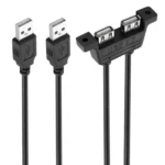 2 USB 2.0 Male to 2-port USB 2.0 Female with 2 Screw Holes Extension Cable, Length: 50cm - Image 2