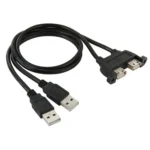 2 USB 2.0 Male to 2-port USB 2.0 Female with 2 Screw Holes Extension Cable, Length: 50cm - Image 3