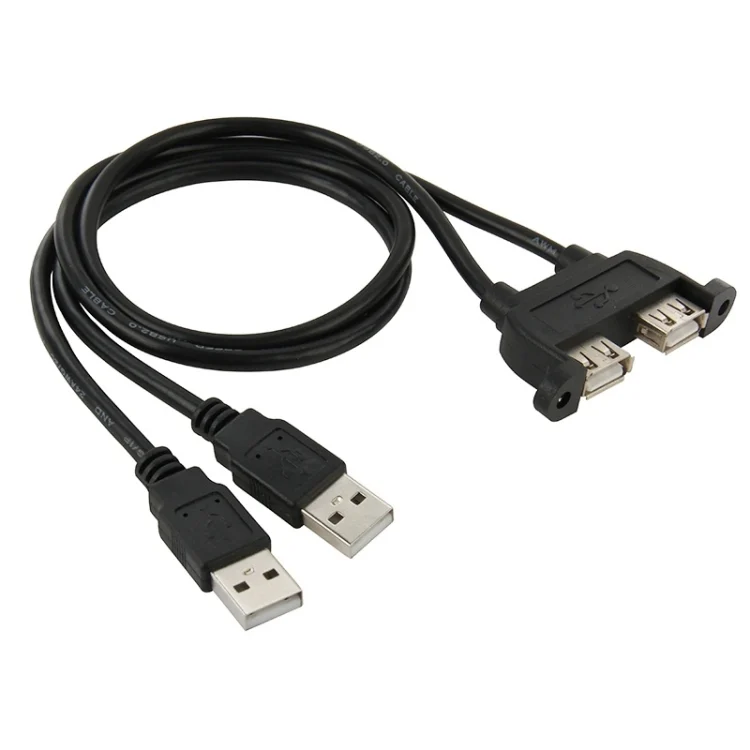S-PC-0308_2.webp 2 USB 2.0 Male to 2-port USB 2.0 Female with 2 Screw Holes Extension Cable, Length: 50cm - Image 3