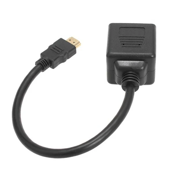 S-PC-0316_2.webp 30cm HDMI Splitter Adapter Y Verteiler Stecker mit 2 Kupplung Gel (Gold Plated)(Black) - Image 3