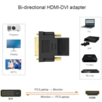 HDMI 19Pin Female to DVI 24+1 Pin Male adapter (Gold Plated)(Black) - Image 3