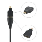 Micro HDMI Male to HDMI Female Adapter (Gold Plated)(Black) - Image 6