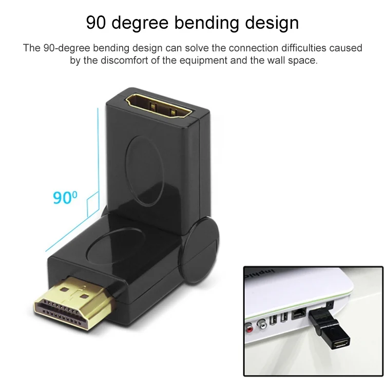 S-PC-0333_3.webp HDMI 19 Pin Male to HDMI 19Pin Female SWIVEL (180 Degree) Adaptor (Gold Plated)(Black) - Image 4