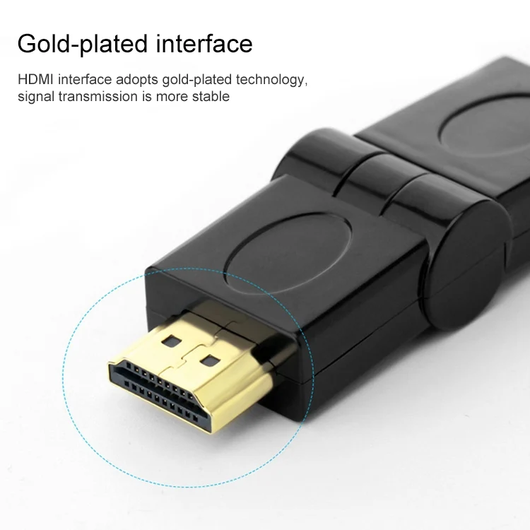 S-PC-0333_4.webp HDMI 19 Pin Male to HDMI 19Pin Female SWIVEL (180 Degree) Adaptor (Gold Plated)(Black) - Image 5