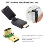 HDMI 19 Pin Male to Female 360 Degree SWIVEL Adaptor (Gold Plated)(Black) - Image 5