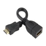 16cm Gold Plated Mini HDMI Male to HDMI 19 Pin Female Cable(Black) - Image 2