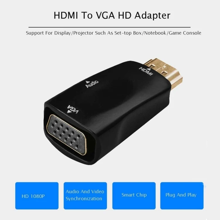 S-PC-0389_B1.webp Full HD 1080P HDMI to VGA and Audio Adapter for HDTV / Monitor / Projector(Black) - Image 2