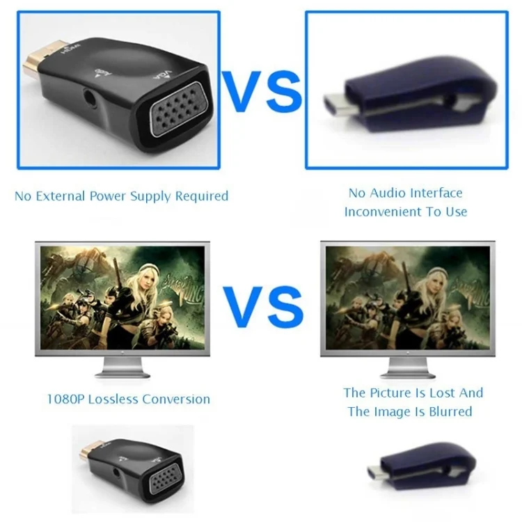 S-PC-0389_B8.webp Full HD 1080P HDMI to VGA and Audio Adapter for HDTV / Monitor / Projector(Black) - Image 9