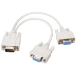 VGA SVGA HDB15 Male to 2 Female Splitter Cable
