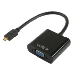 22cm Full HD 1080P Micro HDMI Male to VGA Female Video Adapter Cable with Audio Cable(Black) - Image 2