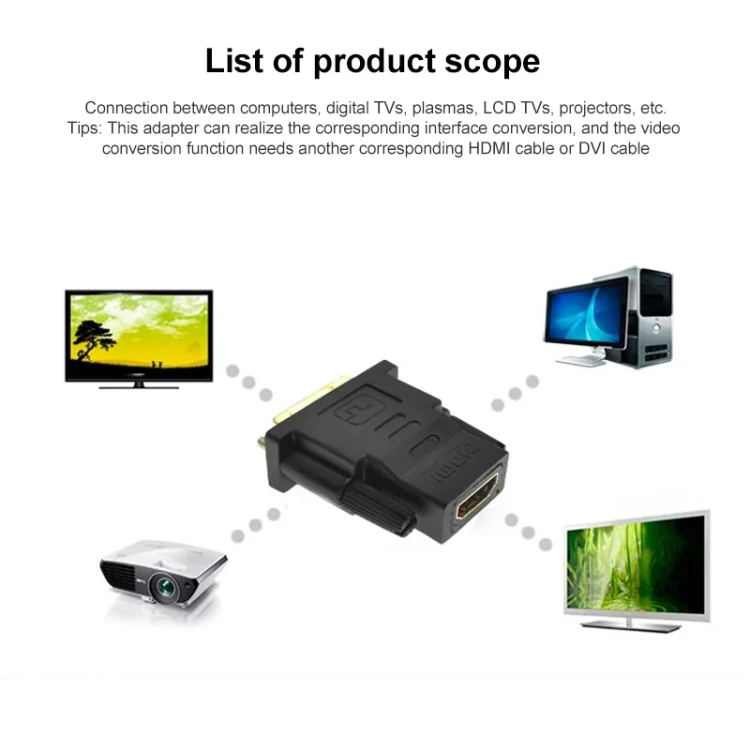 S-PC-0474_4.webp DVI-D 24+1 Pin Male to HDMI 19 Pin Female Adapter for Monitor / HDTV - Image 5