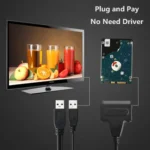 USB 2.0 to 7+15 Pin 22Pin SATA Data Cable Converter Adapter with Box Case for 2.5 / 3.5 Inch Hard Disk Drive HDD(Black) - Image 10