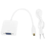 22cm Full HD 1080P Micro HDMI Male to VGA Female Video Adapter Cable with Audio Cable(White) - Image 6