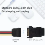 SATA 15 Pin Male to 4 Pin Female Adapter(Black) - Image 5