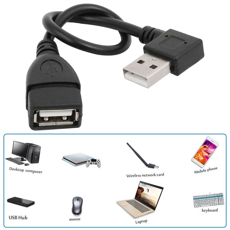 S-PC-0680_2.webp 90 Degree USB 2.0 AM to AF Adapter Cable, Length: 25cm - Image 3