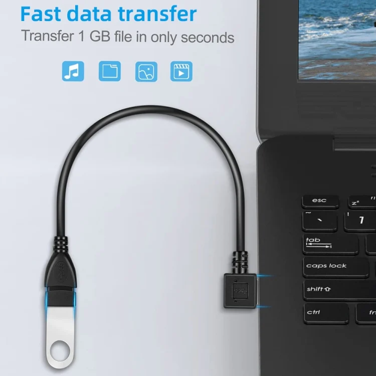 S-PC-0680_4.webp 90 Degree USB 2.0 AM to AF Adapter Cable, Length: 25cm - Image 5