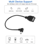 90 Degree Mini USB Male to USB 2.0 AF Adapter Cable with OTG Function, Length: 25cm - Image 5