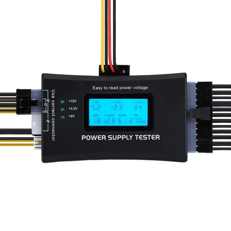 S-PC-0922_6.webp Digital LCD Display PC Computer 20/24 Pin Power Supply Tester Checker Power Measuring Diagnostic Tester Tool(Black) - Image 7