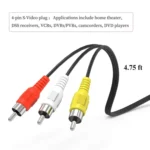 4 Pin S-Video to 3 RCA AV TV Male Cable Converter Adapter, Length: 1.5M(Black) - Image 5